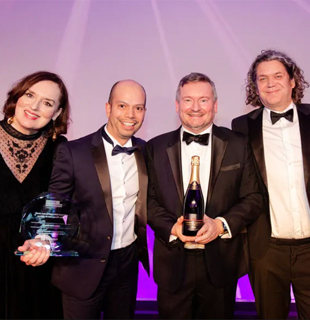 Opencentric and the British Council accepting the Gold award at the Learning Technology Awards 2025