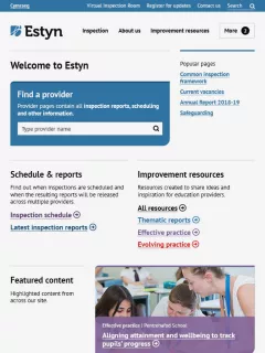 Estyn homepage tablet screenshot