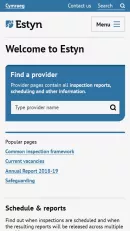 Estyn homepage mobile screenshot